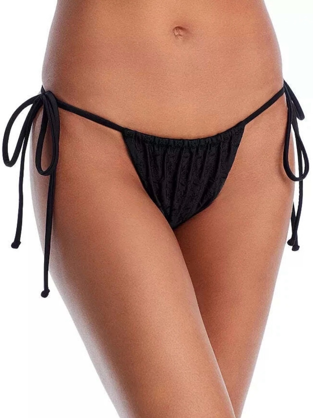 NWT Frankie’s Bikinis ‘Tia’ Eyelet Side Tie Bikini Bottoms in Black Size Large